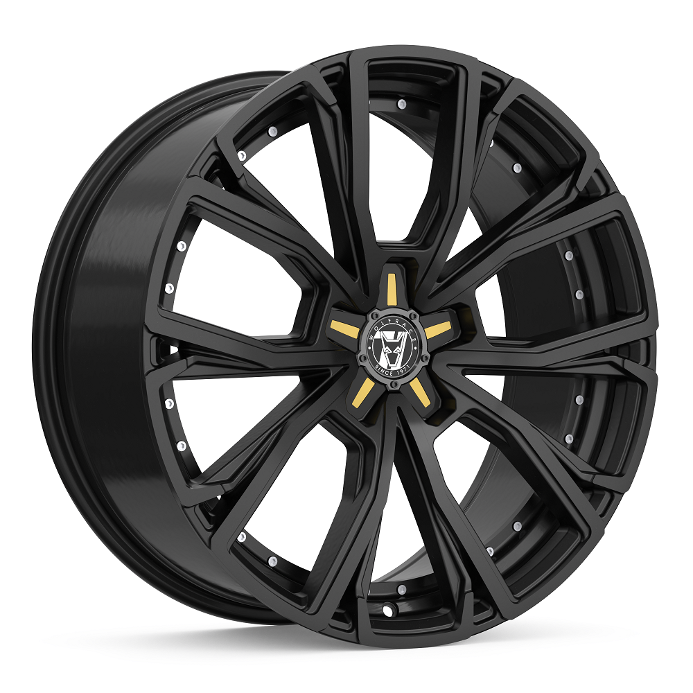 8.5x20 Wolfrace 71 Matrix 50th Anniversary Gloss Raven Black Yellow