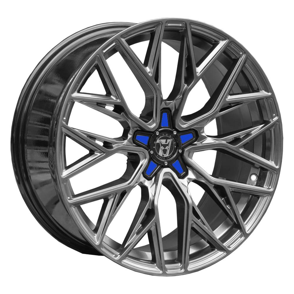 WOLFRACE Wolfsburg GTR CUSTOM hliníkové disky 8,5x20 5x120 ET40 Racing Carbon Blue Inserts