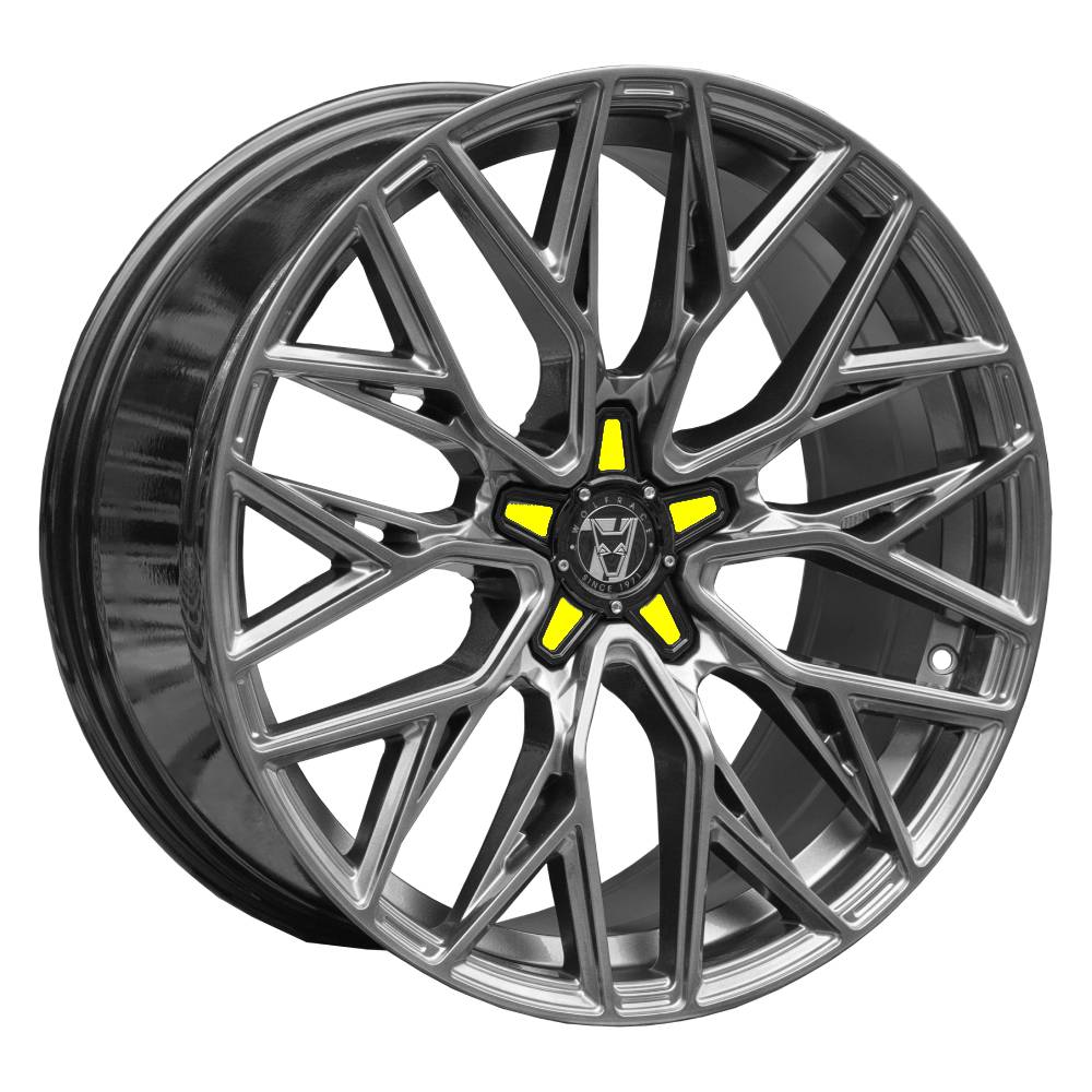 WOLFRACE Wolfsburg GTR CUSTOM hliníkové disky 8,5x20 5x108 ET40 Racing Carbon Yellow Inserts