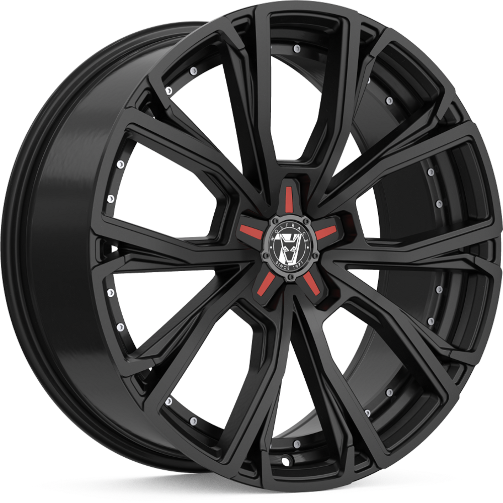 8.5x18 Wolfrace 71 Matrix 50th Anniversary Gloss Raven Black Red Alloy ...