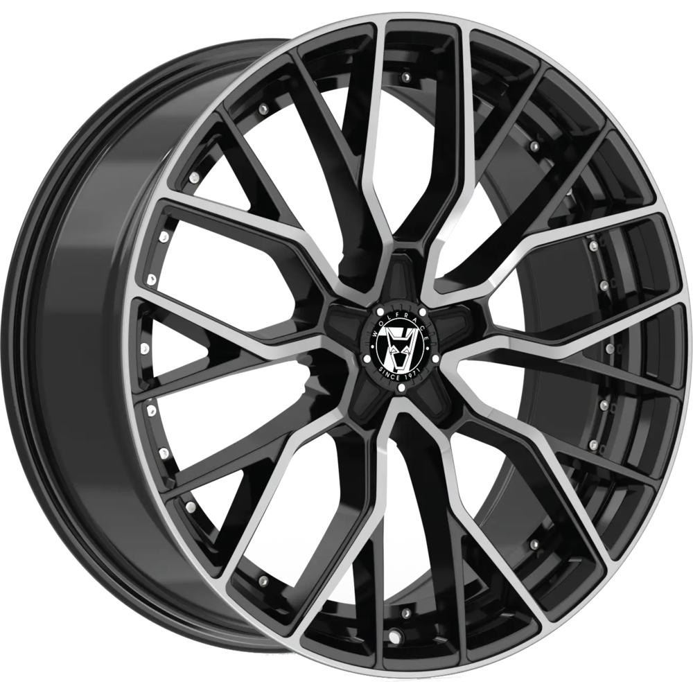 8.5x20 Wolfrace 71 Munich GTR Custom Gloss Raven Black Polished
