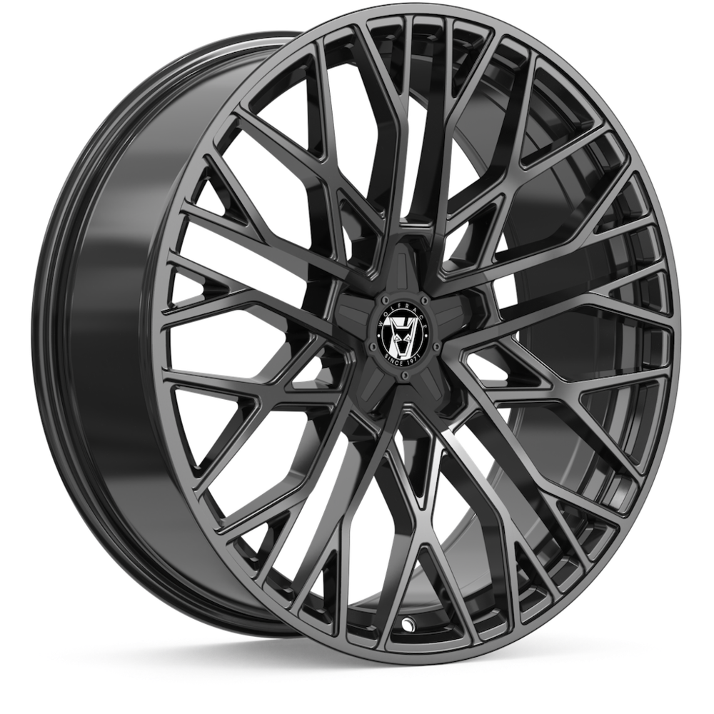 8.5x18 Wolfrace 71 Venom Black Edition Gloss Raven Black Alloy Wheels