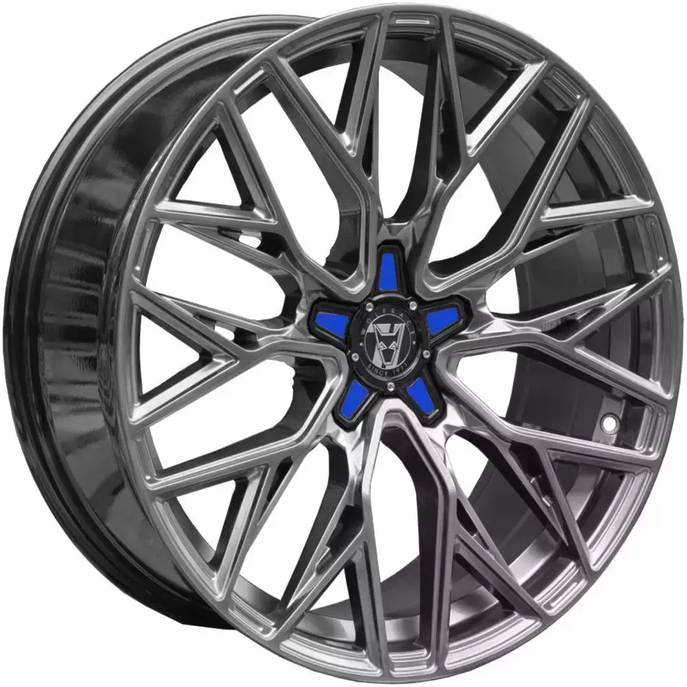 8.5x18 Wolfrace 71 Wolfsburg GTR CUSTOM Racing Carbon Blue Inserts