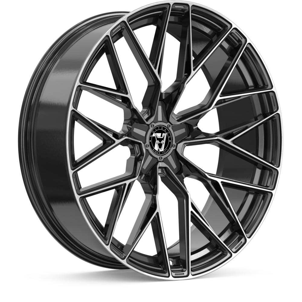8.5x19 Wolfrace 71 Wolfsburg Gtr Custom Gloss Raven Black Polished