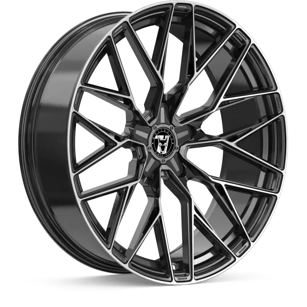 8.5x18 Wolfrace 71 Wolfsburg GTR CUSTOM Gloss Raven Black Polished