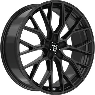 8.5x19 Front 9.5x19 Rear Wolfrace 71 Munich GTR Gloss Raven Black Alloy Wheels for Cars