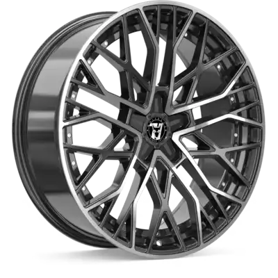 8.5x18 Wolfrace 71 Venom Custom Gloss Raven Black Polished Alloy Wheels Image