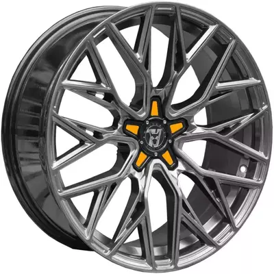 8.5x19 Wolfrace 71 Wolfsburg GTR CUSTOM Racing Carbon Orange Inserts Alloy Wheels Image