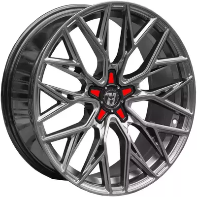 8.5x19 Wolfrace 71 Wolfsburg GTR CUSTOM Racing Carbon Red Inserts Alloy Wheels Image