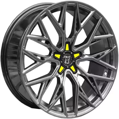 Large 8.5x18 Wolfrace 71 Wolfsburg GTR CUSTOM Racing Carbon Yellow Inserts