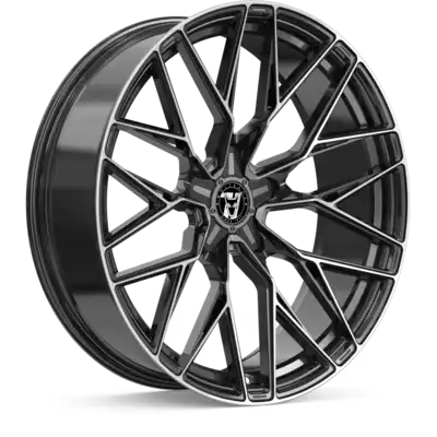 Large 8.5x18 Wolfrace 71 Wolfsburg GTR Custom Gloss Raven Black Polished