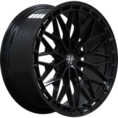 8.5x19 Wolfrace Vanspeed Bayern V7 Gloss Raven Black Alloy Wheels