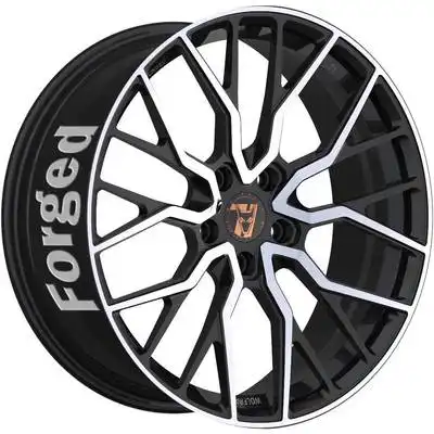 9x22 Wolfrace 71 Forged Edition Munich GTR Forged Gloss Raven Black Polished Alloy Wheels Image
