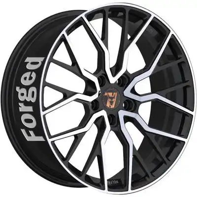 8.5x21 Wolfrace 71 Forged Edition Munich GTR Forged Gloss Raven Black Polished Alloy Wheels Image