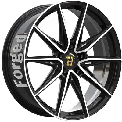 9.5x20 Wolfrace 71 Forged Edition Urban Racer Forged Gloss Raven Black Polished Alloy Wheels Image