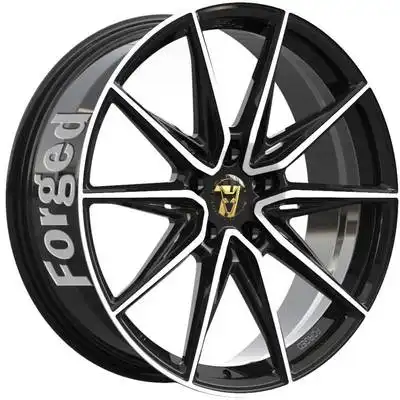 10.5x21 Wolfrace 71 Forged Edition Urban Racer Forged Gloss Raven Black Polished Alloy Wheels Image