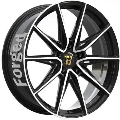 8.5x21 Wolfrace 71 Forged Edition Urban Racer Forged Gloss Raven Black Polished Alloy Wheels Image