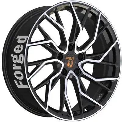 Large 8.5x20 Wolfrace 71 Forged Edition Voodoo Forged Gloss Raven Black Polished