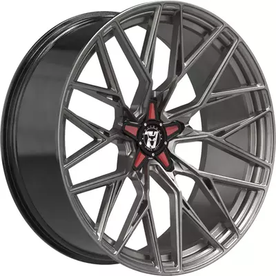 Large 8.5x20 Wolfrace 71 Wolfsburg GTR CUSTOM Racing Carbon Red Inserts