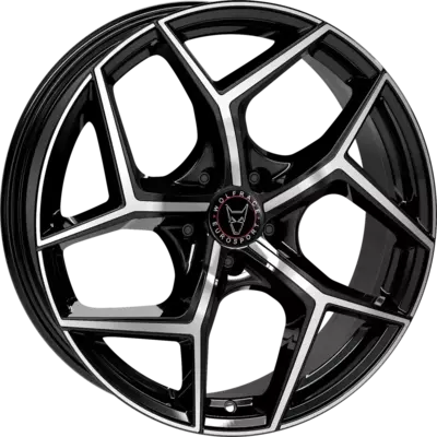 8x19 Wolfrace Eurosport TUV Salento Diamond Black Polished Alloy Wheels Image