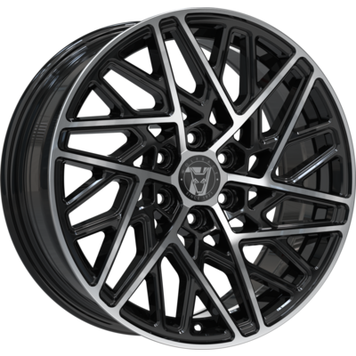 8.5x20 Wolfrace 71 Sonic GT6 Gloss Raven Black Polished Alloy Wheels