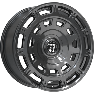 9.5x22 Wolfrace 71 Valiant Allroad Floating Cap Gloss Raven Black Alloy Wheels