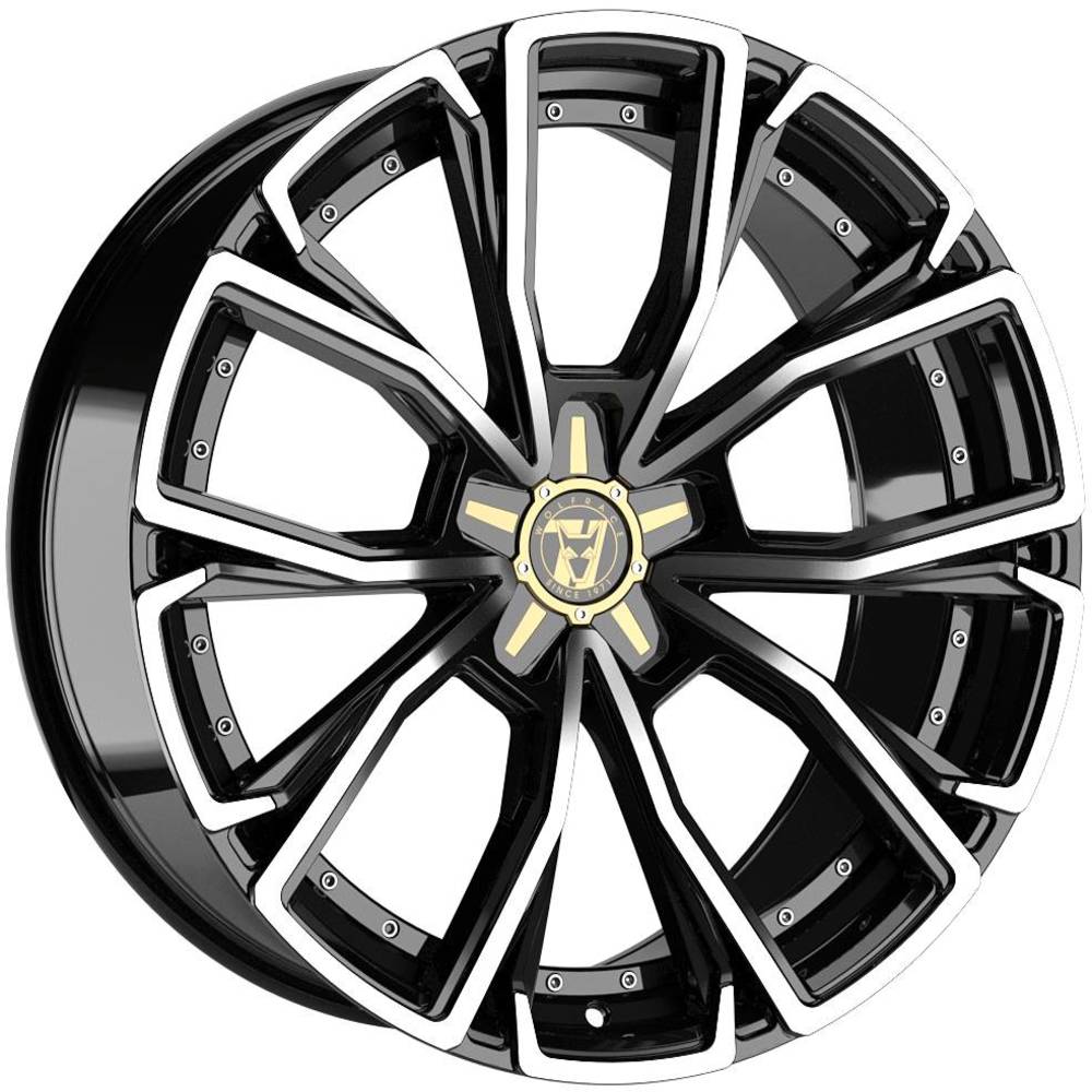 8.5x18 Wolfrace 71 Matrix Gloss Raven Black Polished Alloy Wheels