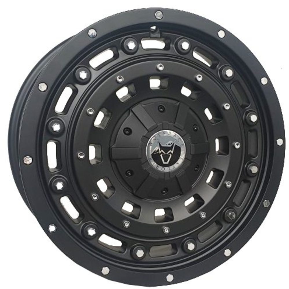 8x18 Wolfrace Explorer Overland Matt Black Chrome Rivets Alloy Wheels