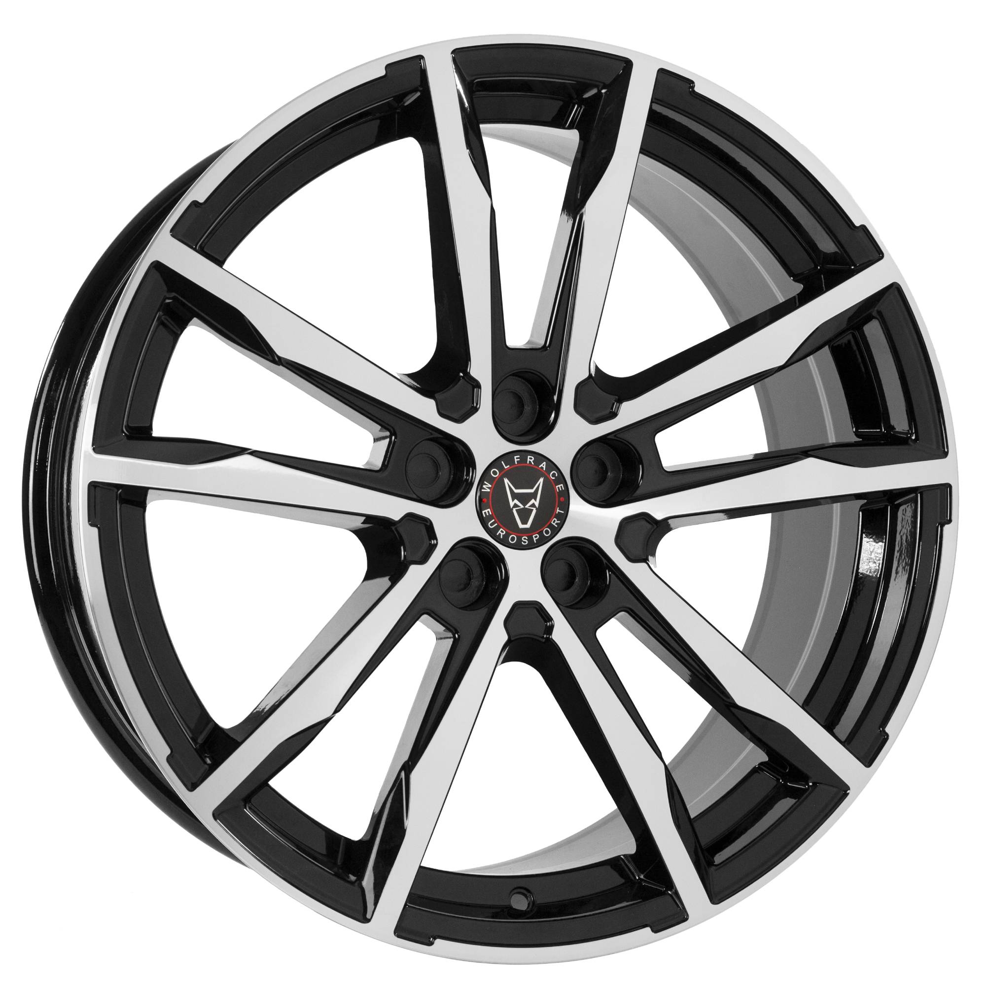 8x18 Wolfrace Eurosport Dortmund Gloss Black Polished Alloy Wheels