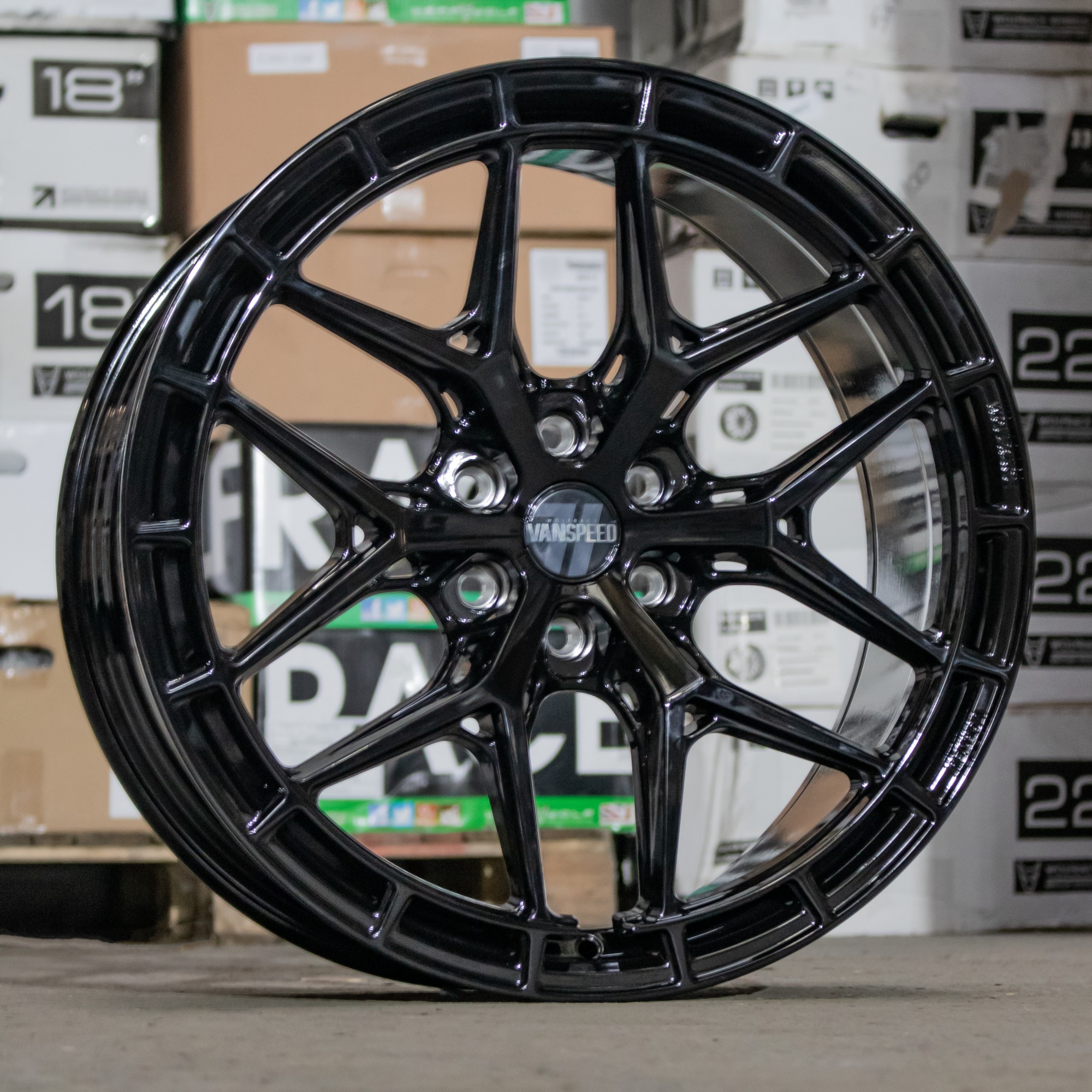 8.5x20 Wolfrace Vanspeed Vortex Gloss Raven Black Alloy Wheels, Alloy ...