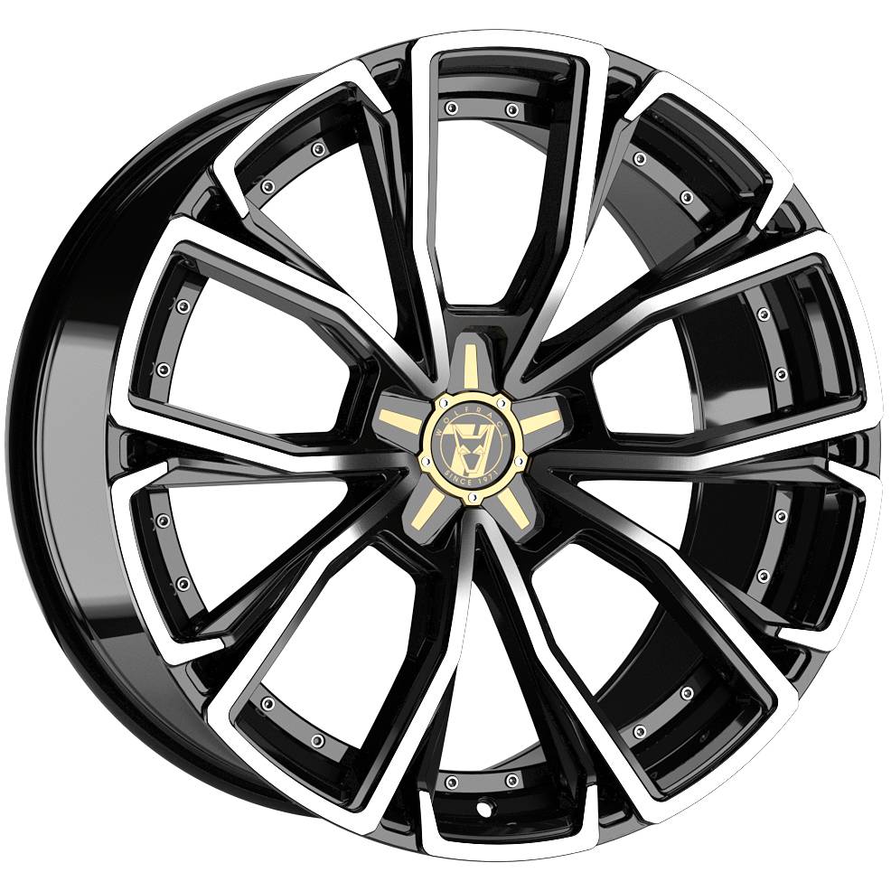8.5x20 Wolfrace 71 Matrix Gloss Raven Black Polished Alloy Wheels Land