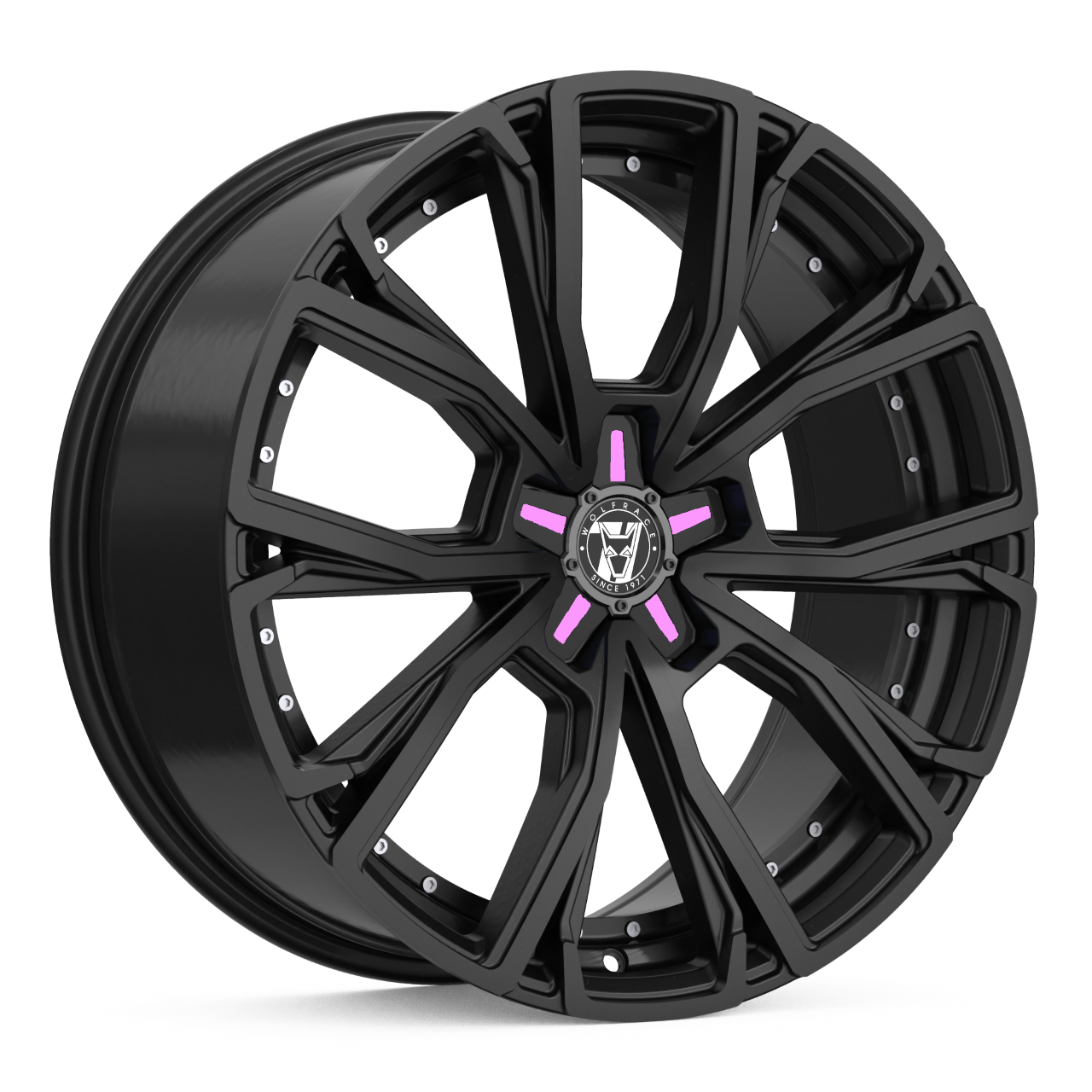 8.5x18 Wolfrace 71 Matrix 50th Anniversary Gloss Raven Black Pink Alloy