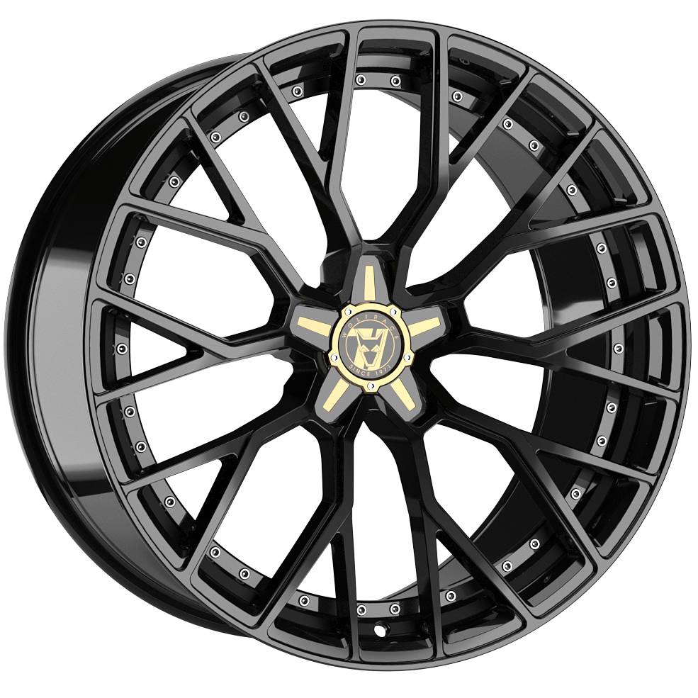 9.5x22 Wolfrace 71 Munich Gtr 50th Anniversary Gloss Raven Black Alloy Wheels Range Rover Velar